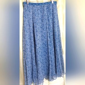 Coldwater Creek Silk Midi Skirt Blue & White. SOLD